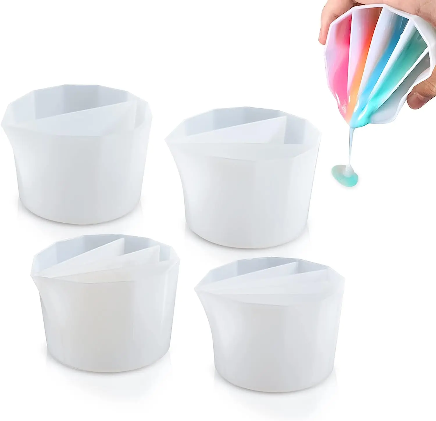 Mixing Cup Silicone - Split Cup For Paint Pouring,Reusable Fluid