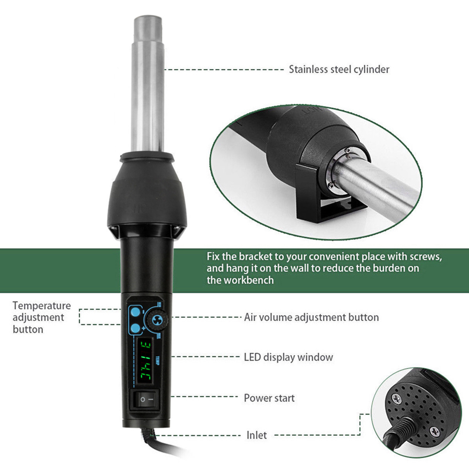 8858‑I / 650W LED Digital Disp - Heat Gun Small recensione e prezzo