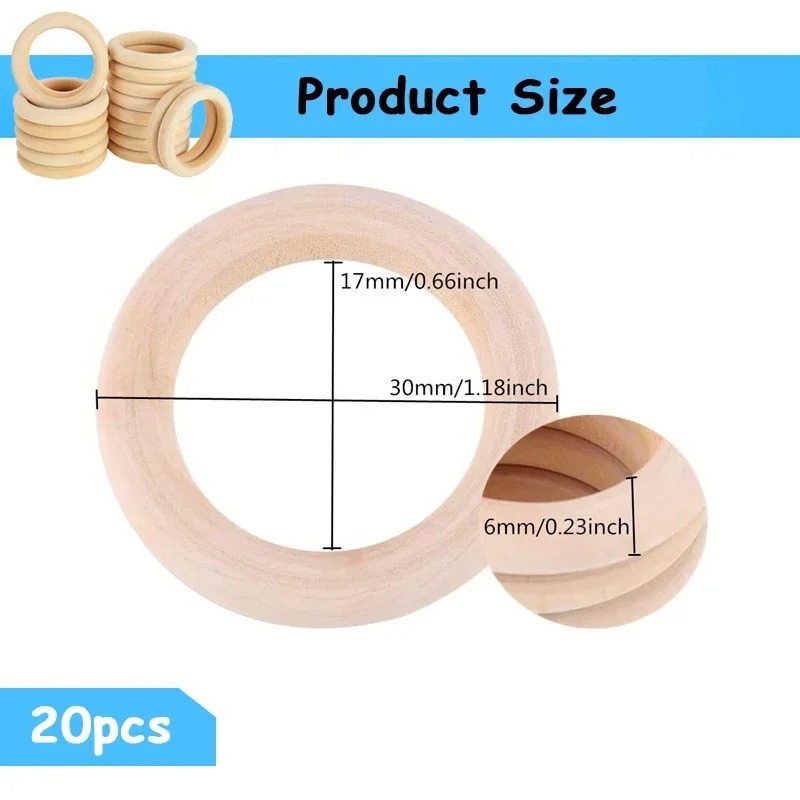 20pcs 30mm Unfinished Smooth W - Wood Ring Blank recensione e prezzo