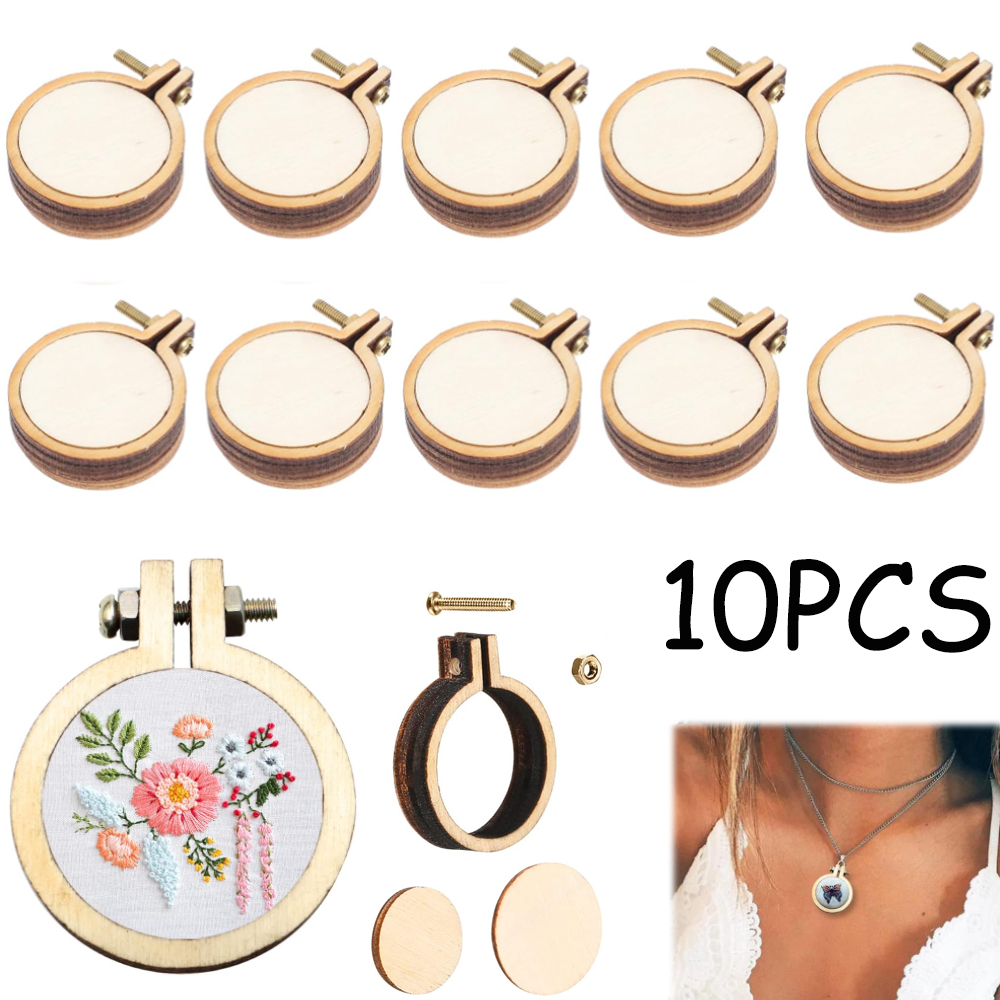 10Pcs/Set Wooden Mini Embroide - Wood Ring Blank recensione e prezzo