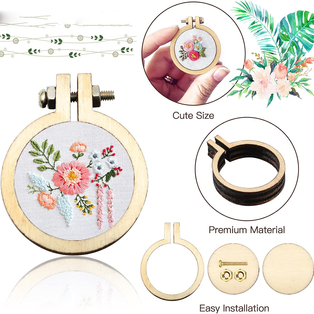 10Pcs/Set Wooden Mini Embroide - Wood Ring Blank recensione e prezzo