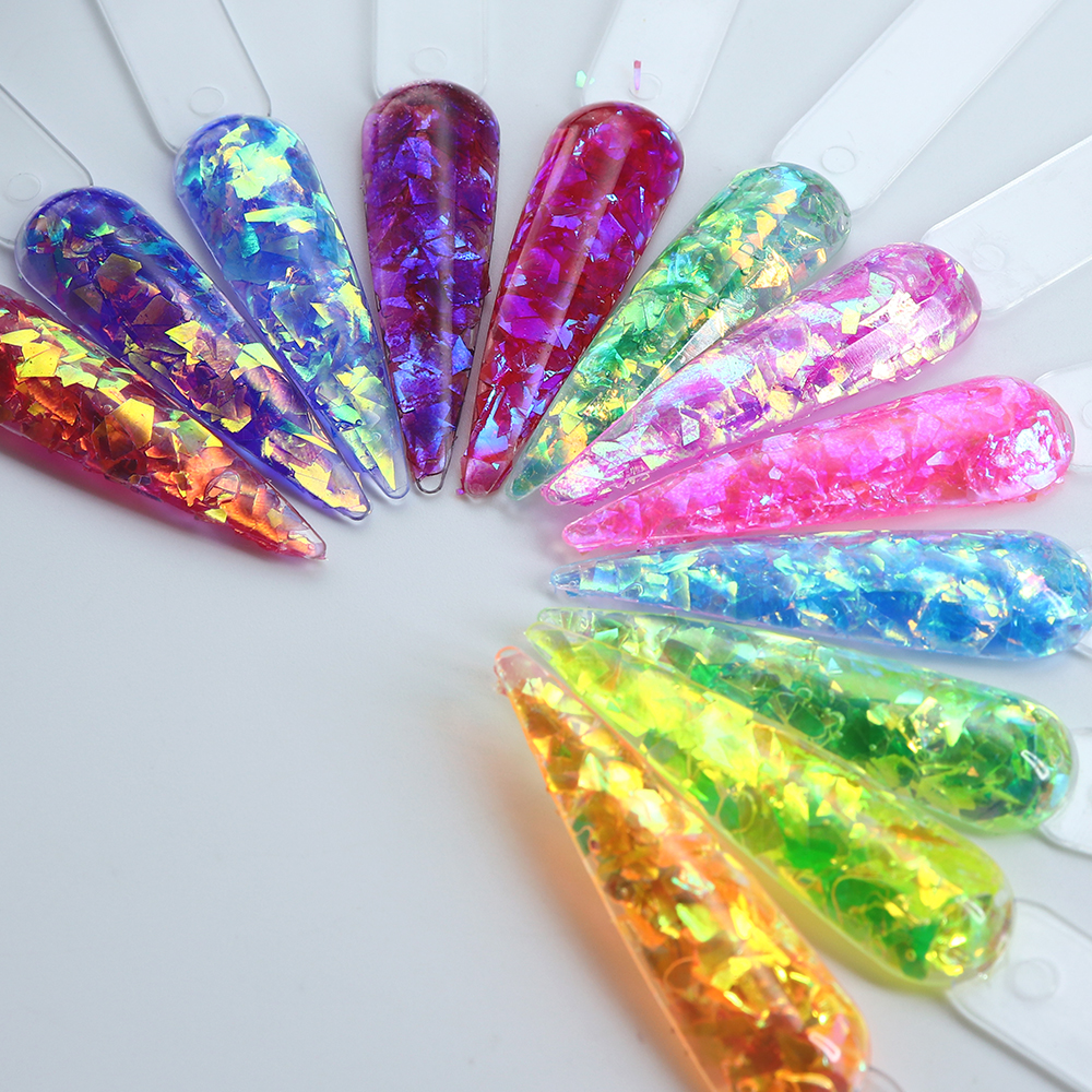 12 Grids/Box Iridescent Glitte - Gold Foil Flakes recensione e prezzo