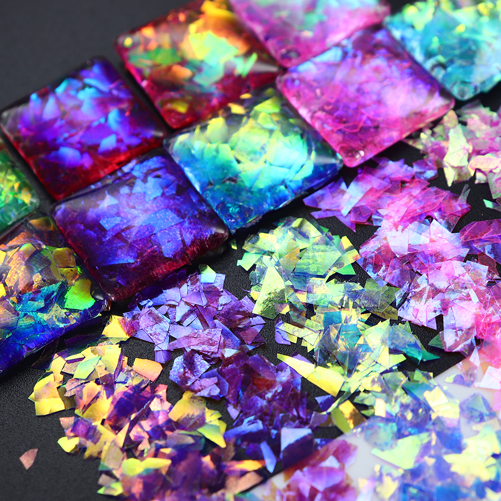 12 Grids/Box Iridescent Glitte - Gold Foil Flakes recensione e prezzo