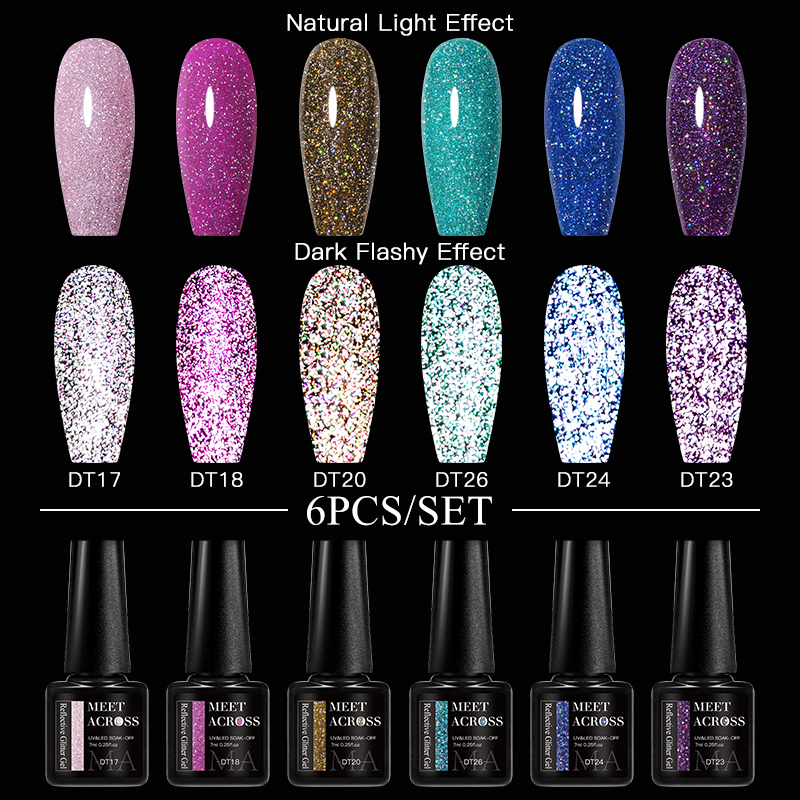 6Pcs Glitter Nail Gel Polish S - Resin Glitter Pack recensione e prezzo