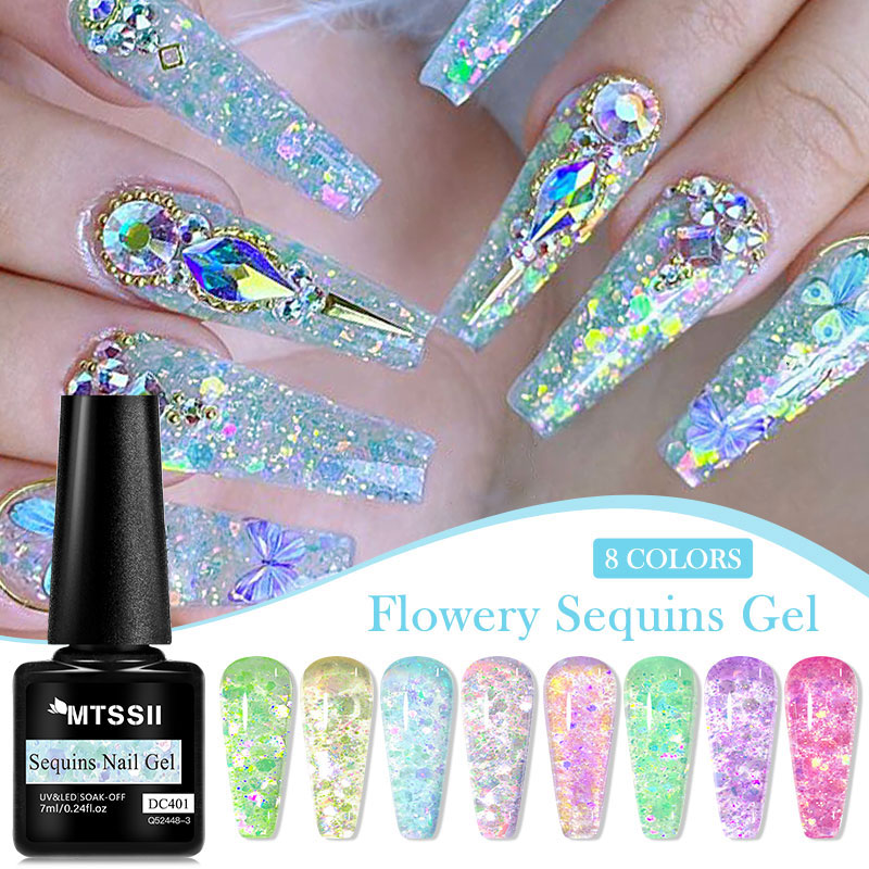 4/8pcs Flowery Sequins Gel Nai - Resin Glitter Pack recensione e prezzo
