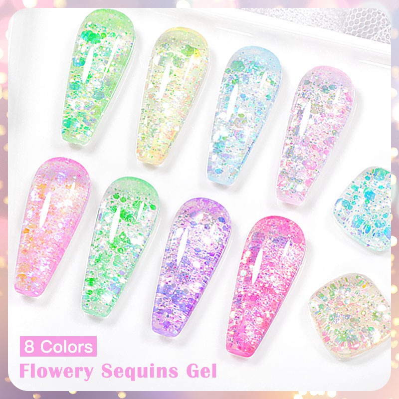 4/8pcs Flowery Sequins Gel Nai - Resin Glitter Pack recensione e prezzo