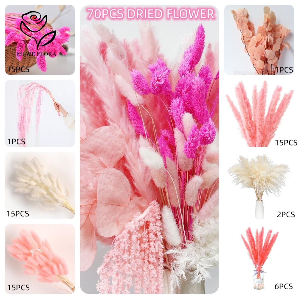 Natural Pampas Pink Dried Flow - Dried Flower Bulk recensione e prezzo