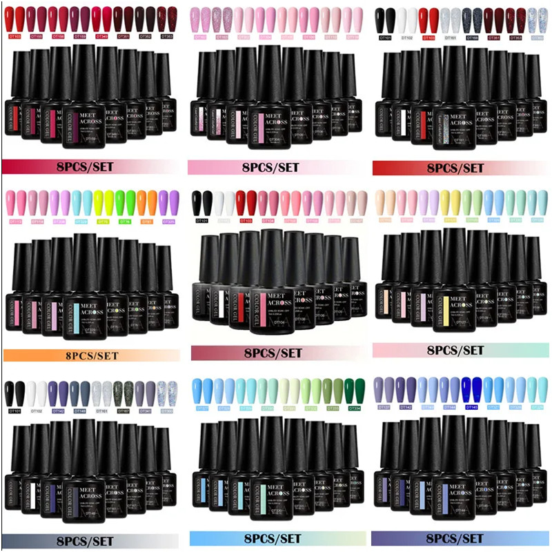 8pcs Gel Nail Polish Set HEMA  - Resin Glitter Pack recensione e prezzo