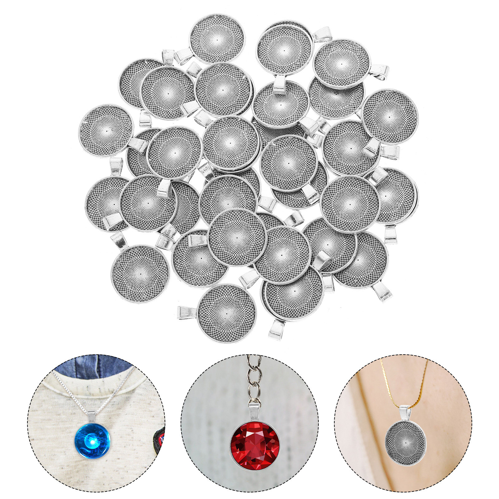 40Pcs Round Pendant Trays Flat - Resin Crafts Diy recensione e prezzo